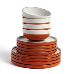 Habitat 12 Piece Stoneware Dinner Set - Rust Speckle -Home Products Store 9361173 R Z002A