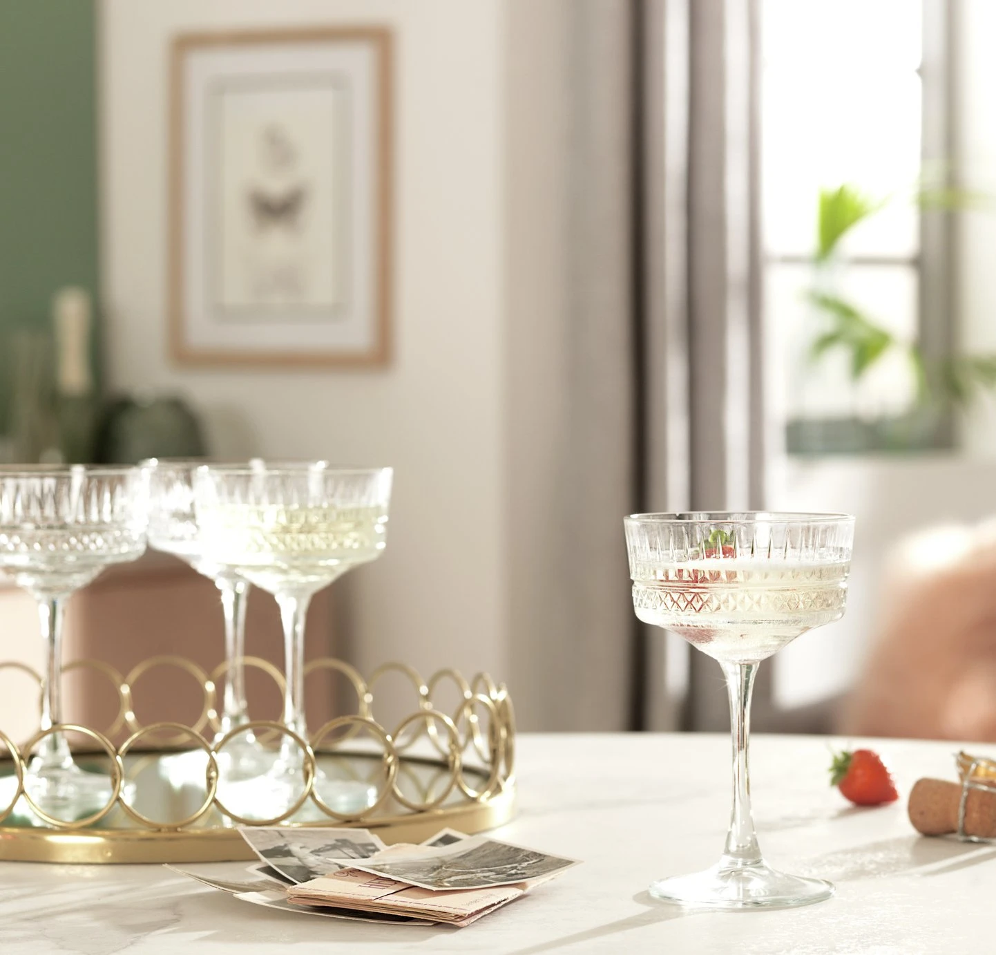 Habitat Pressed Set Of 4 Champagne Coupe Glasses 2 Habitat Pressed Set Of 4 Champagne Coupe Glasses - Image 2