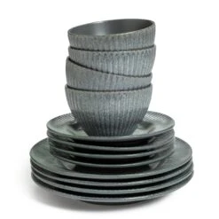 Habitat 12 Piece Stoneware Felicity Dinner Set - Blue 15 Habitat 12 Piece Stoneware Felicity Dinner Set - Blue -Home Products Store 9410251 R Z006A