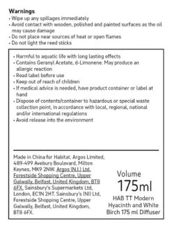 Habitat 175ml Ceramic Diffuser - Hyacinth And White Birch 7 Habitat 175ml Ceramic Diffuser - Hyacinth And White Birch -Home Products Store 9415847 R Z010A