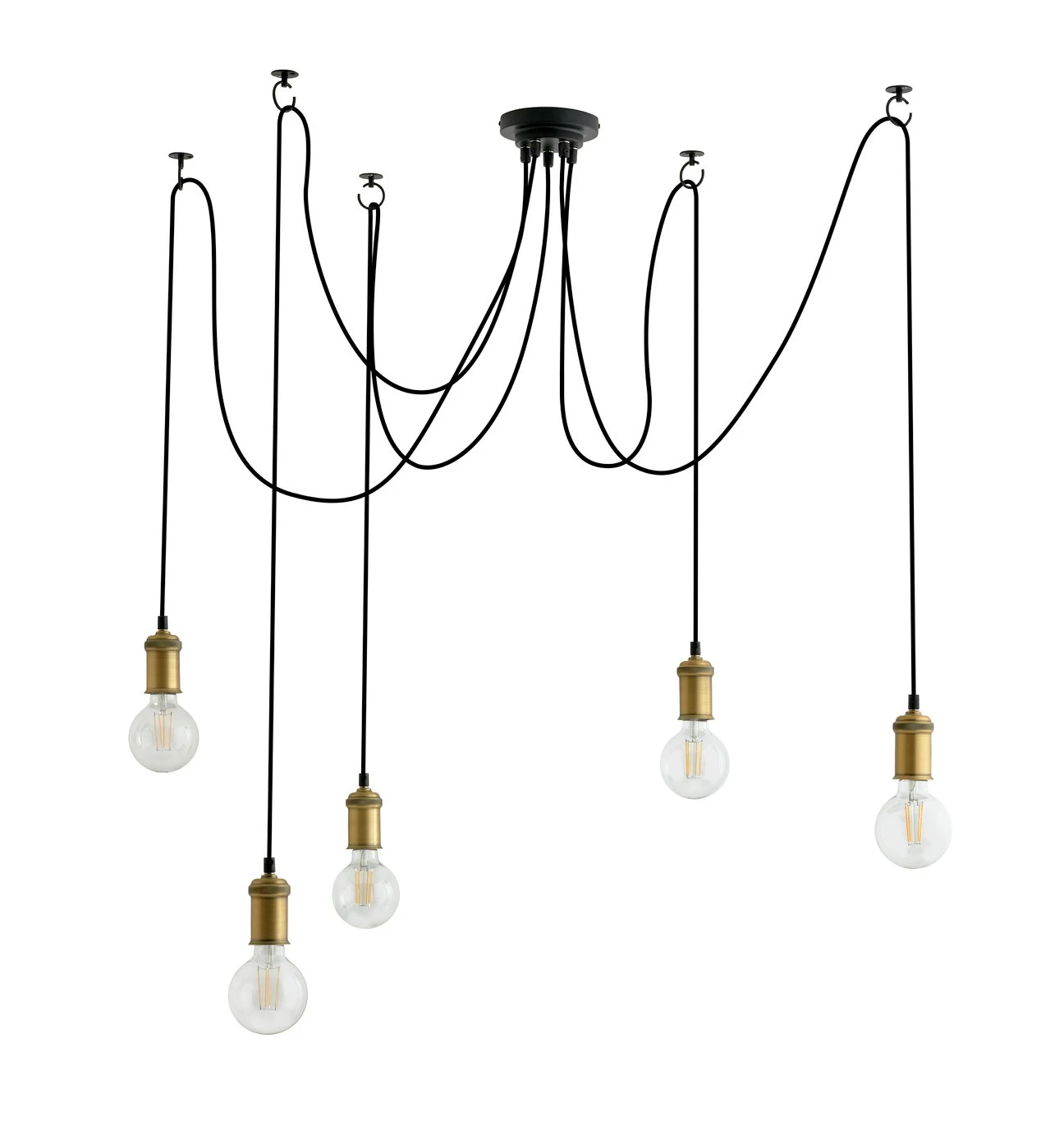 Habitat Nyos Spider 5 Light Chandelier - Black & Brass 2 Habitat Nyos Spider 5 Light Chandelier - Black & Brass - Image 2