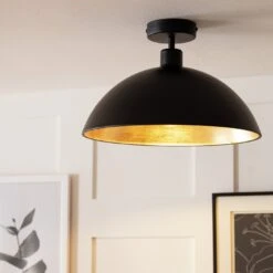 Habitat Yuno Leaf Flush To Ceiling Light - Black And Gold