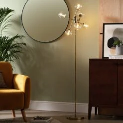 Habitat Glam 6 Light Glass Floor Lamp – Gold -Home Products Store 9487916 R Z002C