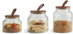 Habitat Set Of 3 Glass Jar Set -Home Products Store 9491672 R Z004A