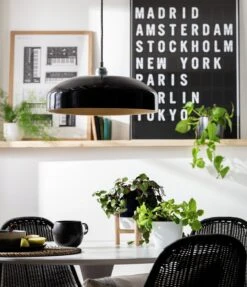 Habitat Abaya Spun Bamboo Pendant Shade - Black