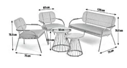 Habitat Noah 4 Seater Metal Garden Sofa Set - Black & Oak -Home Products Store 9507092 R E001