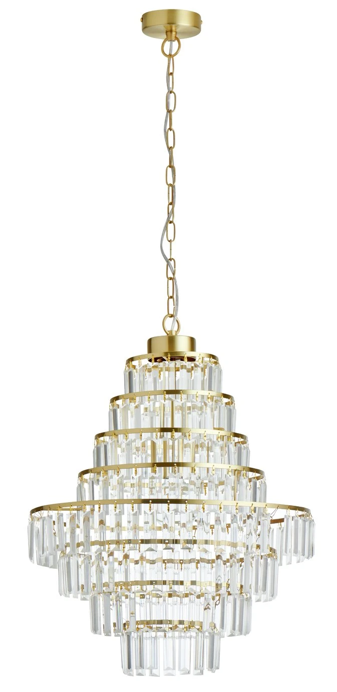 Habitat Presley Glass 8 Tier Chandelier - Brass 2 Habitat Presley Glass 8 Tier Chandelier - Brass - Image 2