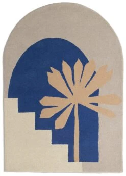 Habitat Arch Palm Wool Rug - Cream & Blue - 120x170cm