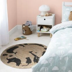 Habitat Kids Animal Abstract Jute Circle Rug - Natural