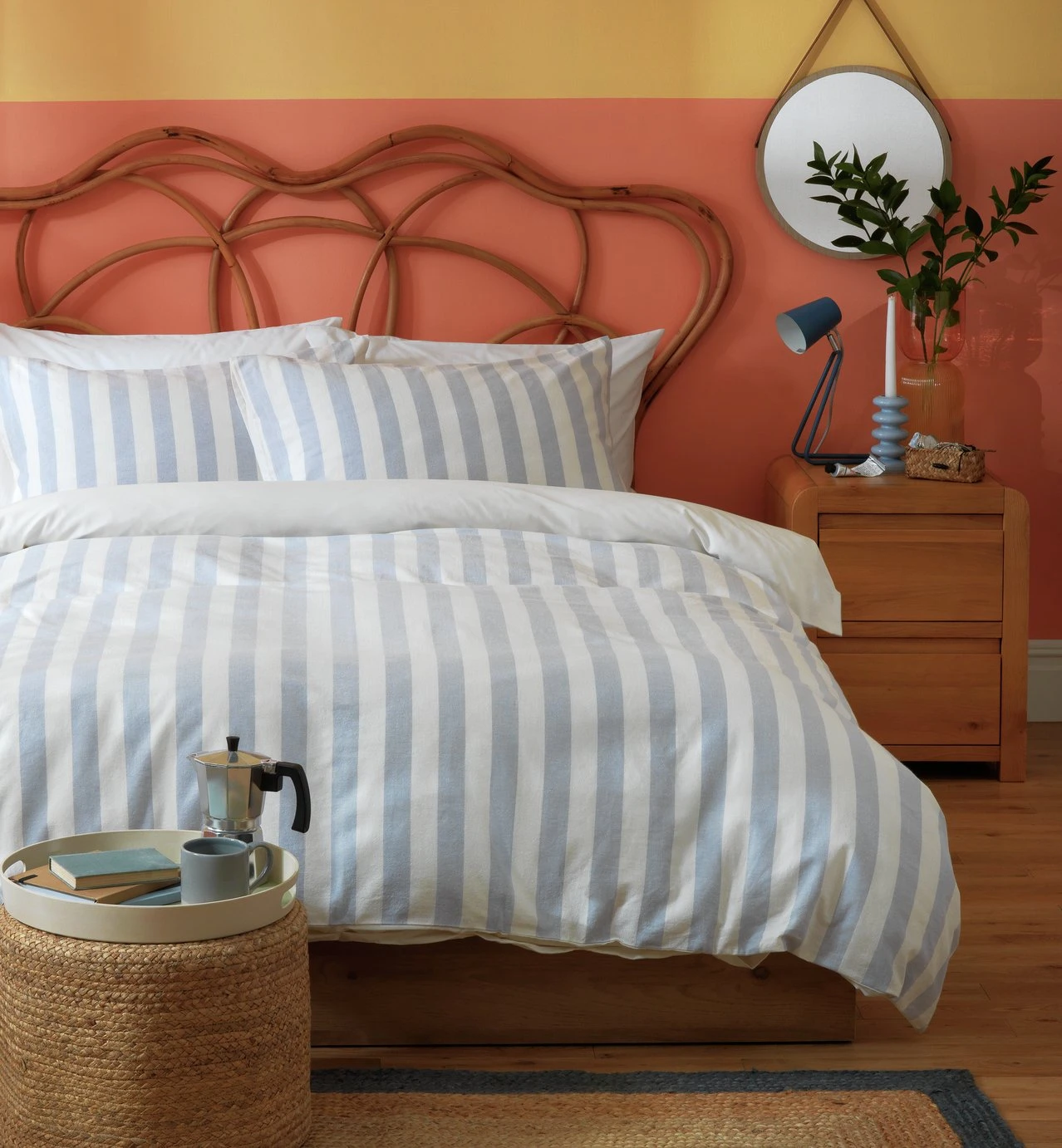 Habitat Stripe Sky Blue & White Bedding Set - Double 2 Habitat Stripe Sky Blue & White Bedding Set - Double - Image 2