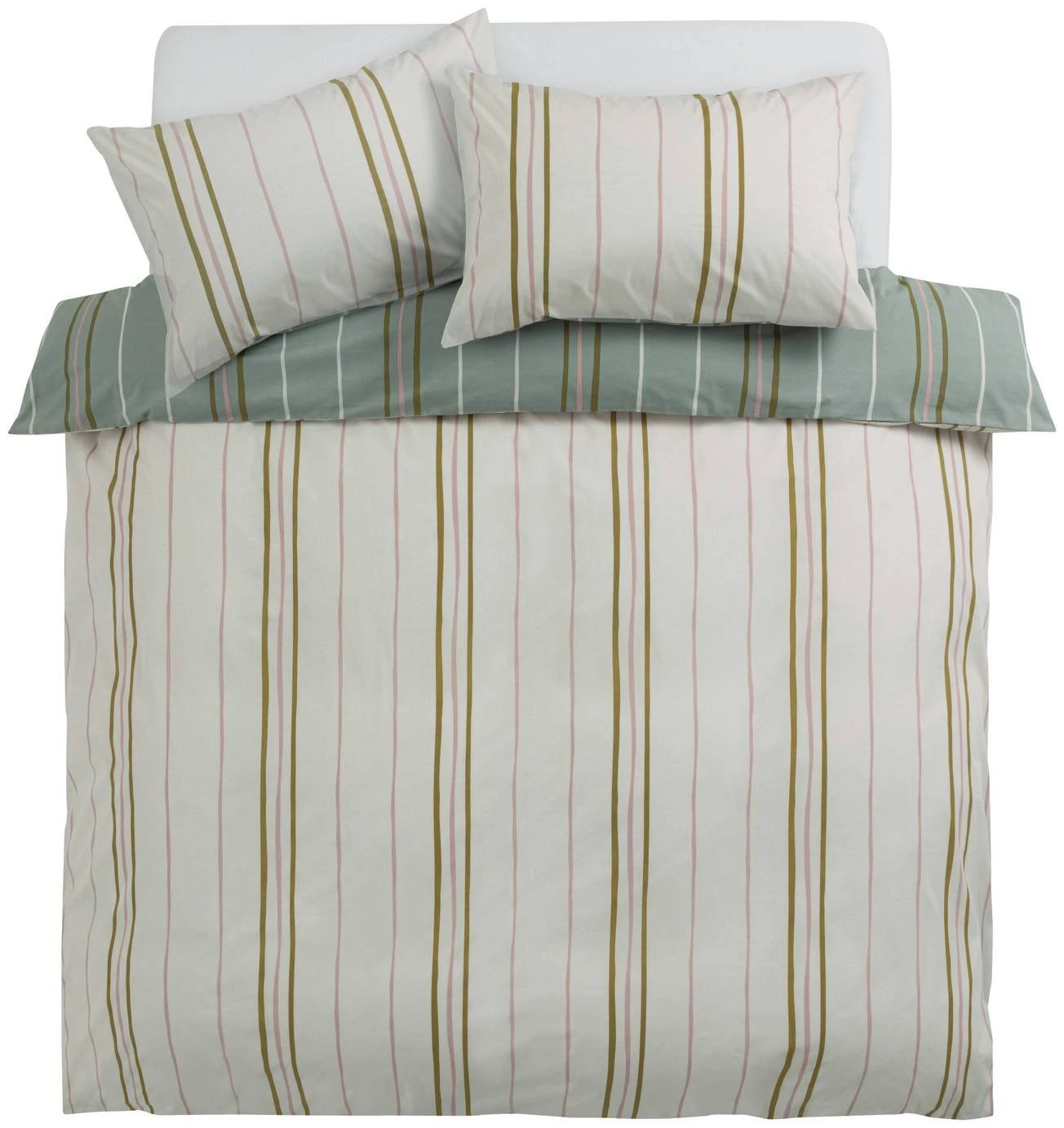 Habitat 180TC Sage Stripe Green Bedding Set - Single 3 Habitat 180TC Sage Stripe Green Bedding Set - Single - Image 3
