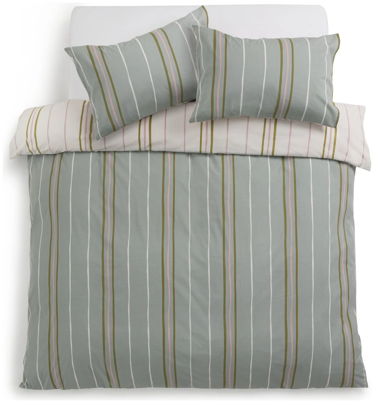 Habitat 180TC Sage Stripe Green Bedding Set - Single 5 Habitat 180TC Sage Stripe Green Bedding Set - Single - Image 5
