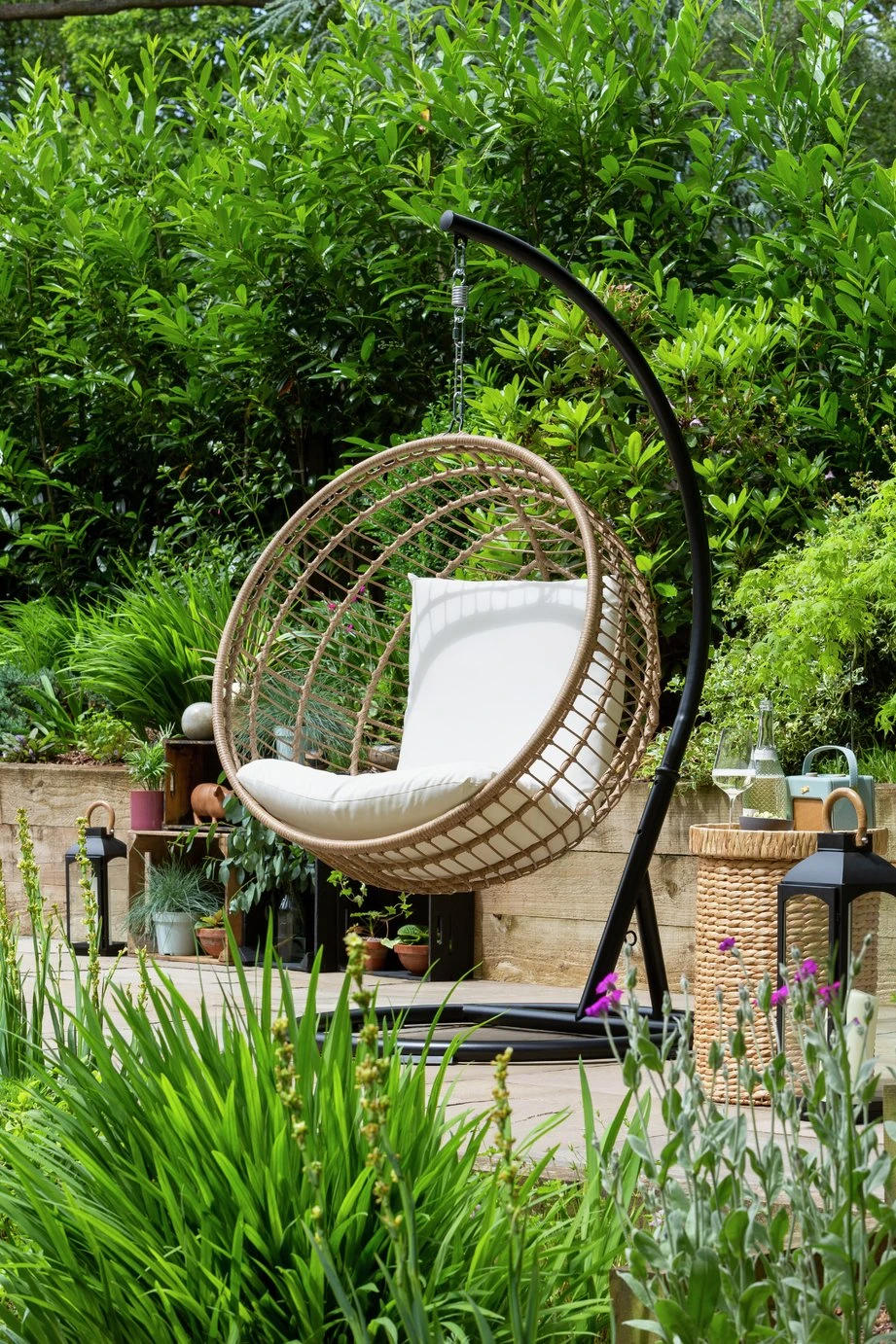 Habitat Dove Rattan Effect Hanging Egg Chair - Natural 2 Habitat Dove Rattan Effect Hanging Egg Chair - Natural - Image 2