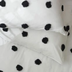 Habitat Cotton Tufted Spot White & Black Bedding Set -Single -Home Products Store 9560651 R Z003A