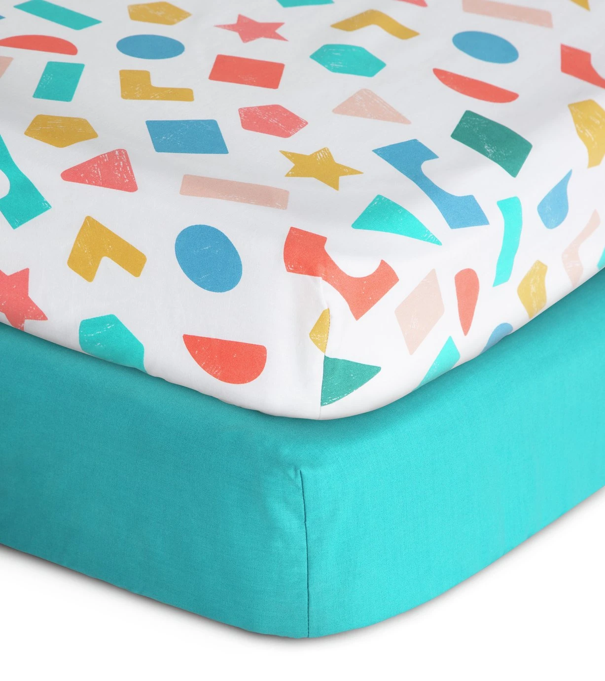 Habitat Kids Colourful Shapes 2 Pack Fitted Sheets - Cot 1 Habitat Kids Colourful Shapes 2 Pack Fitted Sheets - Cot