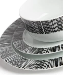 Habitat Black Dash 12 Piece Porcelain Dinner Set -Home Products Store 9576731 R Z005A