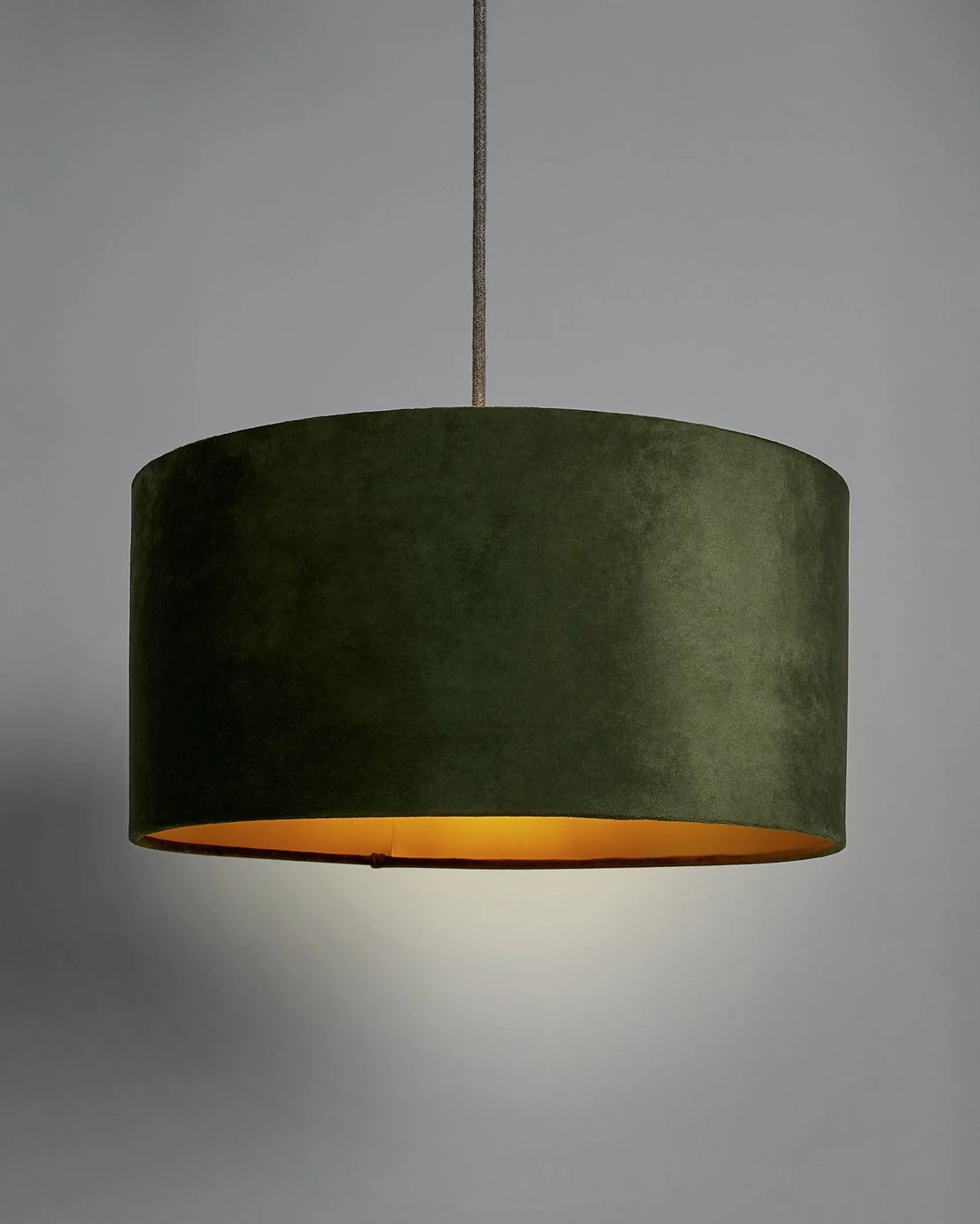 Habitat Gaia Velvet & Foil 40cm Drum Shade - Chive 8 Habitat Gaia Velvet & Foil 40cm Drum Shade - Chive - Image 8