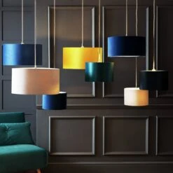 Habitat Gaia Velvet & Foil 40cm Drum Shade - Chive 17 Habitat Gaia Velvet & Foil 40cm Drum Shade - Chive -Home Products Store 9602564 R Z005C